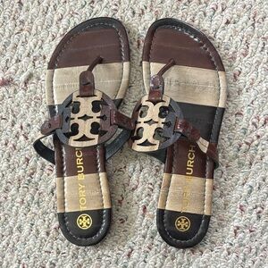 Tory Burch Brown and Tan Sandals